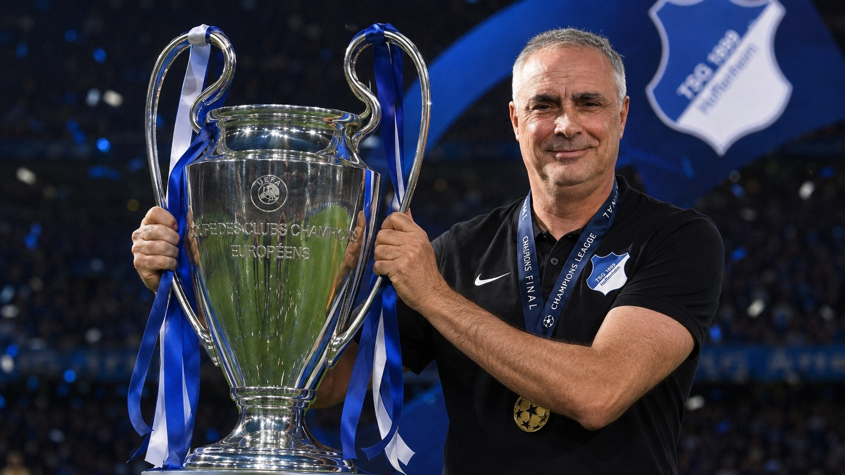Bella Ciao FC manager lifting the CPL Champions League trophy